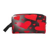 njkhbolk Portable Red Hearts Firework Print Travel Toiletry Bag,Daily Grooming Storage,Lightweight,Wide Open Design