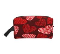 njkhbolk Portable Red Hearts Print Travel Toiletry Bag,Daily Grooming Storage,Lightweight,Wide Open Design