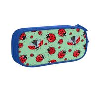 njkhbolk Portable Red On A Blue Background print stationery organizer,large capacity double layer zipper pencil case