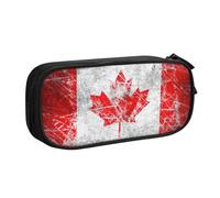 njkhbolk Portable Retro Canada Flag print stationery organizer,large capacity double layer zipper pencil case