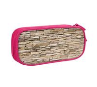 njkhbolk Portable Rustic Rocks Brick Wall print stationery organizer,large capacity double layer zipper pencil case