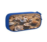 njkhbolk Portable Seashell Landscape On The Beach print stationery organizer,large capacity double layer zipper pencil case
