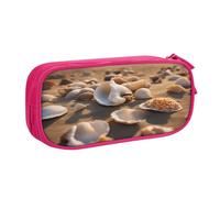 njkhbolk Portable Seashell Landscape On The Beach print stationery organizer,large capacity double layer zipper pencil case