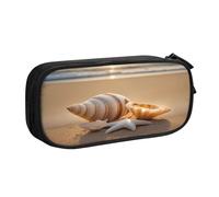njkhbolk Portable Seashell Landscape On The Beach print stationery organizer,large capacity double layer zipper pencil case