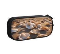 njkhbolk Portable Seashell Landscape On The Beach print stationery organizer,large capacity double layer zipper pencil case