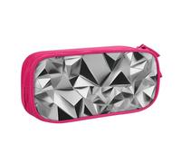 njkhbolk Portable Silver Geometric Figure print stationery organizer,large capacity double layer zipper pencil case