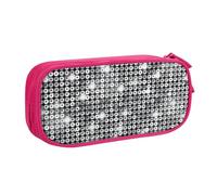 njkhbolk Portable Silver Sequin Sparkle Pattern print stationery organizer,large capacity double layer zipper pencil case