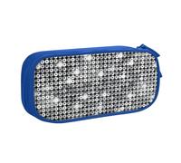 njkhbolk Portable Silver Sequin Sparkle Pattern print stationery organizer,large capacity double layer zipper pencil case
