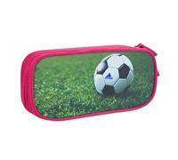 njkhbolk Portable Soccer Ball On Grassy print stationery organizer,large capacity double layer zipper pencil case