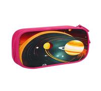 njkhbolk Portable Solar System Jupiter Saturn print stationery organizer,large capacity double layer zipper pencil case