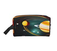 njkhbolk Portable Solar System Jupiter Saturn Print Travel Toiletry Bag,Daily Grooming Storage,Lightweight,Wide Open Design