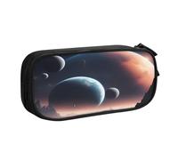 njkhbolk Portable Space Planet print stationery organizer,large capacity double layer zipper pencil case