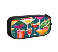 njkhbolk Portable Tropical Cocktail print stationery organizer,large capacity double layer zipper pencil case
