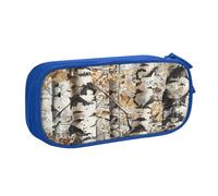 njkhbolk Portable White Trees Camo print stationery organizer,large capacity double layer zipper pencil case