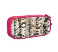 njkhbolk Portable White Trees Camo print stationery organizer,large capacity double layer zipper pencil case