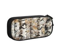 njkhbolk Portable White Trees Camo print stationery organizer,large capacity double layer zipper pencil case