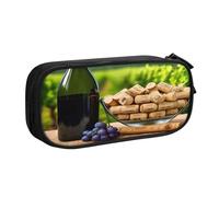 njkhbolk Portable Wine Bottle Corks Grapes print stationery organizer,large capacity double layer zipper pencil case