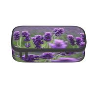 njkhbolk Purple Lavender Colored Flowers Print pencil case,large capacity,portable lightweight stationery box