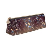 njkhbolk Rain Drops on Glass Print Triangle Leather Stationery Storage Bag,Zipper Pen Case for Pencils,Pens,Makeup