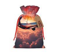 njkhbolk Reusable Airplane Sunsets Sky Print Gift Bag,For Christmas,Weddings,Parties,Jewelry,Candy,Coin Storage