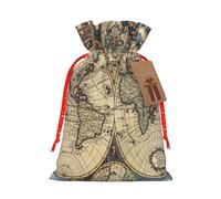 njkhbolk Reusable Ancient Map World Globe Print Gift Bag,For Christmas,Weddings,Parties,Jewelry,Candy,Coin Storage