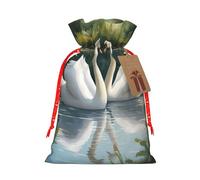 njkhbolk Reusable Beautiful White Swans On The Lake Print Gift Bag,For Christmas,Weddings,Parties,Jewelry,Candy,Coin Storage