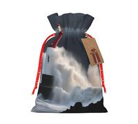 njkhbolk Reusable Lighthouse In Storm Print Gift Bag,For Christmas,Weddings,Parties,Jewelry,Candy,Coin Storage
