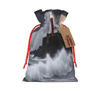 njkhbolk Reusable Lighthouse In Storm Print Gift Bag,For Christmas,Weddings,Parties,Jewelry,Candy,Coin Storage