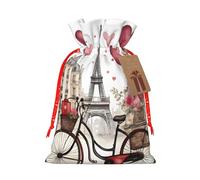 njkhbolk Reusable Love Paris Tower Coffee Wine Perfume Bicycle Heart Print Gift Bag,For Christmas,Weddings,Parties,Jewelry,Candy,Coin Storage