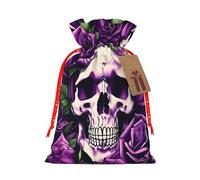 njkhbolk Reusable Many Purple Rose Skull Print Gift Bag,For Christmas,Weddings,Parties,Jewelry,Candy,Coin Storage