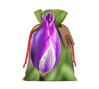njkhbolk Reusable Purple Tulip Print Gift Bag,For Christmas,Weddings,Parties,Jewelry,Candy,Coin Storage