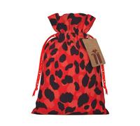 njkhbolk Reusable Red Leopard Pattern Print Gift Bag,For Christmas,Weddings,Parties,Jewelry,Candy,Coin Storage