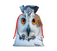 njkhbolk Reusable Snowy Owl Eyes Print Gift Bag,For Christmas,Weddings,Parties,Jewelry,Candy,Coin Storage