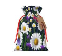 njkhbolk Reusable Wild Flowers And Cornflowers Daisies Print Gift Bag,For Christmas,Weddings,Parties,Jewelry,Candy,Coin Storage