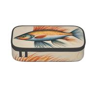 njkhbolk Safflower Flying Fish Print pencil case,large capacity,portable lightweight stationery box