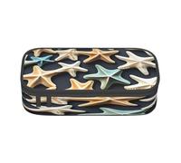 njkhbolk Seashell Starfish Print pencil case,large capacity,portable lightweight stationery box