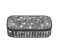 njkhbolk Silver Sequin Sparkle Pattern Print pencil case,large capacity,portable lightweight stationery box