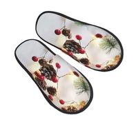 njkhbolk Soft Comfy Christmas Garland With Lights Print Slippers,Lightweight And Warm,Suitable For Indoor And Outdoor Wear