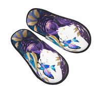 njkhbolk Soft Comfy Purple Butterfly Print Slippers,Lightweight And Warm,Suitable For Indoor And Outdoor Wear