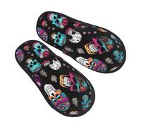 njkhbolk Soft Comfy Sugar And Skulls Style Print Slippers,Lightweight And Warm,Suitable For Indoor And Outdoor Wear