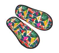njkhbolk Soft Comfy Tropical Cocktail Print Slippers,Lightweight And Warm,Suitable For Indoor And Outdoor Wear