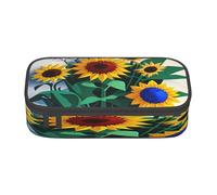 njkhbolk Sunflower bee Print pencil case,large capacity,portable lightweight stationery box