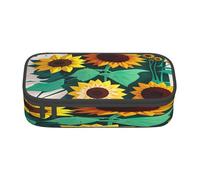 njkhbolk Sunflower bee Print pencil case,large capacity,portable lightweight stationery box