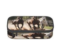 njkhbolk Three running horses Print pencil case,large capacity,portable lightweight stationery box