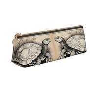 njkhbolk Turtle write Print Triangle Leather Stationery Storage Bag,Zipper Pen Case for Pencils,Pens,Makeup