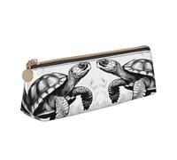 njkhbolk Turtle write Print Triangle Leather Stationery Storage Bag,Zipper Pen Case for Pencils,Pens,Makeup