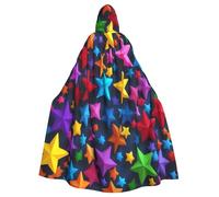 njkhbolk Unisex Color Stars Print Full Length Hooded Cloak,Halloween Cape,Cosplay,Carnival Dress Up
