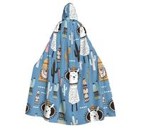 njkhbolk Unisex Llama Cactus Desert Plant Print Full Length Hooded Cloak,Halloween Cape,Cosplay,Carnival Dress Up