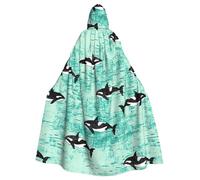 njkhbolk Unisex Pacific Ocean Biological Print Full Length Hooded Cloak,Halloween Cape,Cosplay,Carnival Dress Up