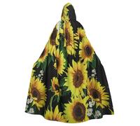 njkhbolk Unisex Sunflower 1 Print Full Length Hooded Cloak,Halloween Cape,Cosplay,Carnival Dress Up